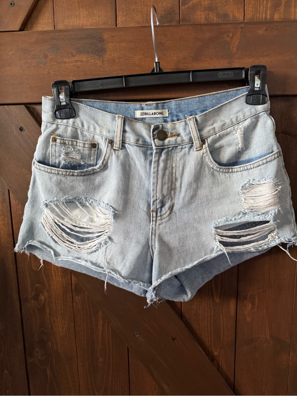 Billabong Light Wash Distressed Denim Cutoff Shorts